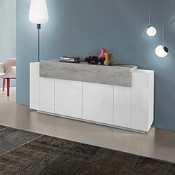 Ahd Amazing Home Design Buffet Salon Moderne 200cm 4 Compartiments Blanc Gris Corona Side 