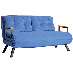 Hanah Home Canapé 2 places convertible en tissu Sando bleu.