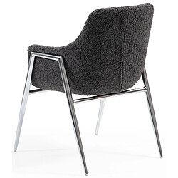 Acheter Vivenla Chaise salle à manger design revêtement en tissu bouclette gris foncé avec piètement en acier argenté L. 60 x P. 60 x H. 84 cm collection METZ