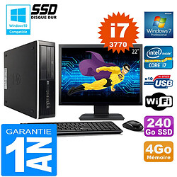 PC HP Compaq 8300 SFF Core I7-3770 Ram 4Go Disque 240 Go SSD Wifi W7 Ecran 22" - Occasion