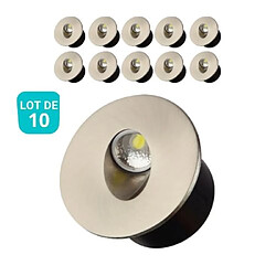 HOROZ ELECTRIC Lot de 10 Spots LED muraux rond mat chrome 3W 4000K