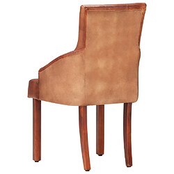 Maison Chic Lot de 4 Chaises à manger,Chaise pour cuisine marron cuir de chèvre véritable -MN43213 pas cher