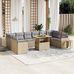 vidaXL Salon de jardin 11 pcs avec coussins beige résine tressée 