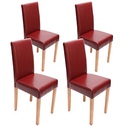 Decoshop26 Lot de 4 chaises de salle à manger cuisine en cuir rouge pieds en bois clair design moderne 04_0000556