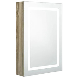 Maison Chic Armoire de salle de bain,Meuble de rangement,Meuble haut à miroir LED Chêne 50x13x70 cm -GKD580776