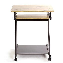 Pegane Bureau / chariot d'ordinateur en acier anthracite et MDF coloris chêne - Longueur 60 x Hauteur 76 x Profondeur 49 cm