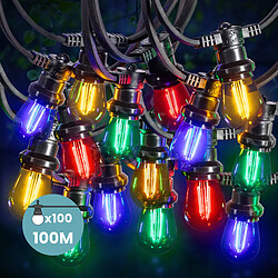 SkyLantern Guirlande Guinguette 100M Filament Multicolore LED 100 Bulbes