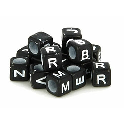 Artemio 300 perles carrées Alphabet 6 mm - noir et blanc