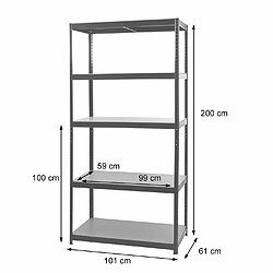 Avis Mendler Etagère robuste HWC-E33, pour rangement,acier,charge maximale 875 kg, 5 étagères ~ galvanisé 200x120x60cm