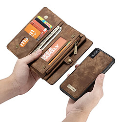 Avis NOUVEAU CASEME Apple iPhone X / XS 2-in-1 14 emplacements Wallet Zip étui en cuir marron