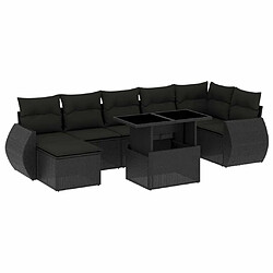 vidaXL Salon de jardin 8 pcs avec coussins noir résine tressée