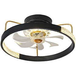 Universal Lampe ventilateur de plafond de 50cm, télécommande tricolore de 220V, application LED80W Lampe ventilateur de plafond de salle à manger, cuisine équipée d'une lampe ventilateur et d'un pendentif de salon ventilateur intégré, noir(Le noir)