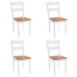 Decoshop26 Lot de 4 chaises de salle à manger cuisine design classique bois d'hévéa massif blanc CDS021228 