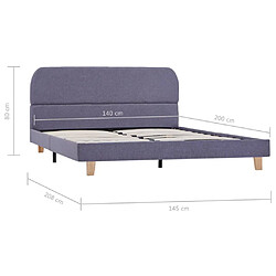 vidaXL Cadre de lit sans matelas gris clair tissu 140x200 cm pas cher