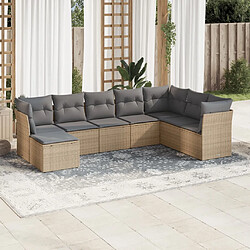 vidaXL Salon de jardin avec coussins 8 pcs beige résine tressée 