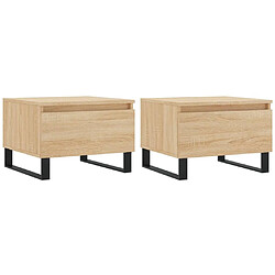 Maison Chic Lot de 2 Tables basses,Table Console pour salon chêne sonoma 50x46x35 cm bois d'ingénierie -MN15026