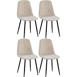 Decoshop26 Lot de 4 chaises de salle à manger coutures décoratives verticales assise en velours gris pieds en métal noir 10_0001754 