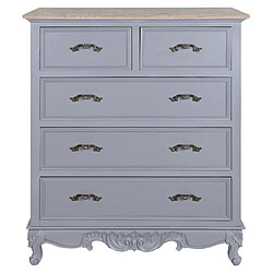 Pegane commode avec 5 tiroirs en bois de paulownia/MDF coloris gris clair - Longueur 80 x Profondeur 40 x Hauteur 96 cm