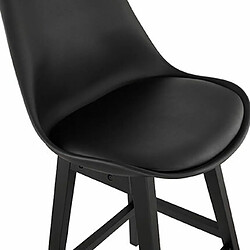 Mes Lot de 2 chaises de bar noires H75 cm avec pieds noirs - ELO pas cher