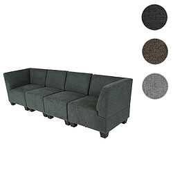 Mendler Modular Canapé 4 places Lyon, tissu/textile ~ gris anthracite, accoudoirs hauts 