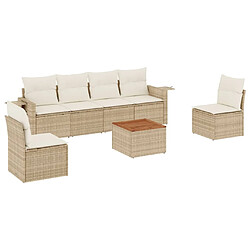 vidaXL Salon de jardin avec coussins 7 pcs beige résine tressée