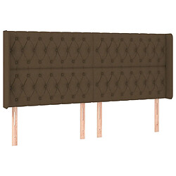 Maison Chic Tête de lit scandinave avec oreilles,meuble de chambre Marron foncé 203x16x118/128 cm Tissu -MN65432