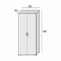 Inside 75 Armoire KOMPO structure blanc façade chêne 2 portes 4 étagères