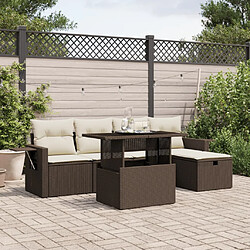 vidaXL Salon de jardin avec coussins 6 pcs marron résine tressée 