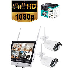 Fpe KIT DE SURVEILLANCE SANS FIL 2,4GHz 2 CAMERAS COULEURS + ECRAN 12'' FULL HD 1080P USB HDMI IP66 