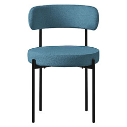 ML-Design Lot de 2 chaises de cuisine rond en tissu teddy bleu avec dossier pied en acier