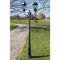 vidaXL Lampadaire de jardin 2 bras 230 cm Vert foncé/Noir Aluminium 