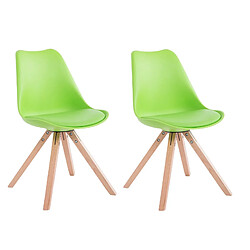 Decoshop26 Lot de 2 chaises de salle à manger scandinave synthétique vert pieds bois CDS10023 