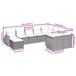 Acheter vidaXL Salon de jardin avec coussins 10 pcs gris résine tressée