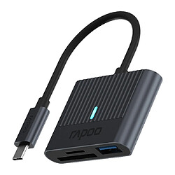 Rapoo Lecteur de Carte mémoire USB-C 3-1 Compatible avec SDXC, SDHC, SD, MMC, RS-MMC, Micro SDXC, Micro SD, Micro SDHC, UHS-II et UHS-I, Cartes USB A supplémentaire avec 5 Gbps (7,5 W)