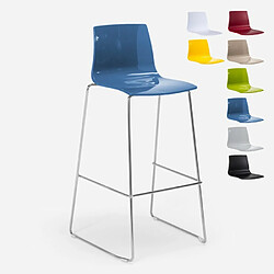 Tabouret de bar de cuisine Grand Soleil 74 cm design Imola Slitta, Couleur: Bleu 