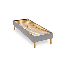 Mes Sommier en Kit 14 lattes nues, coutil tissu coton 90x190cm, coloris grison 