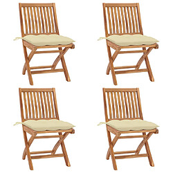 vidaXL Chaises pliables de jardin avec coussins lot de 4 Teck solide