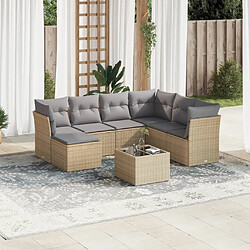 Maison Chic Salon de jardin avec coussins 8 pcs | Ensemble de Table et chaises | Mobilier d'Extérieur beige résine tressée -GKD26304