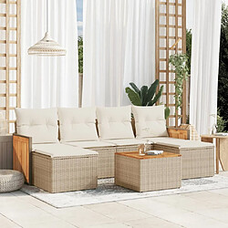 Maison Chic Salon de jardin avec coussins 7 pcs, Ensemble Tables et chaises de jardin, beige résine tressée -GKD808078