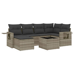 vidaXL Salon de jardin avec coussins 7 pcs gris clair résine tressée