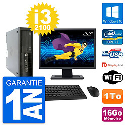 PC HP Z210 SFF Ecran 22" Intel Core i3-2100 RAM 16Go Disque 1To Windows 10 Wifi - Occasion