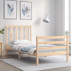 Maison Chic Lit adulte - Cadre de lit 90x200cm avec tête de lit bois massif -MN80832