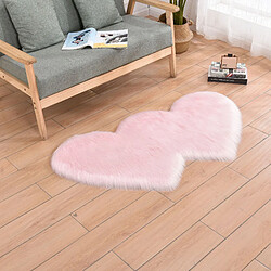 LUUCOZK Tapis moelleux en fausse fourrure, tapis à poils longs pour chambre à coucher, salon, rose-120x180cm double coeur 