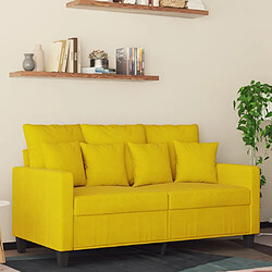 vidaXL Canapé à 2 places Jaune 120 cm Velours 