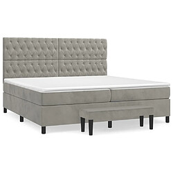 vidaXL Sommier à lattes de lit et matelas Gris clair 200x200cm Velours