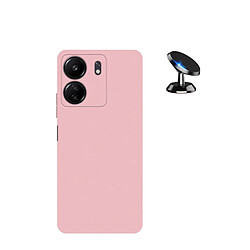 Kit de voiture magnétique de voiture + cas de silicone liquide Phonecare pour Xiaomi Redmi 13C - rose