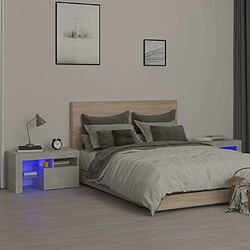 Maison Chic Lot de 2 Tables de chevet - Tables de Nuit et lumières LED Gris béton 70x36,5x40 cm