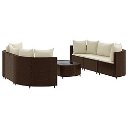 vidaXL Salon de jardin avec coussins 7 pcs marron résine tressée