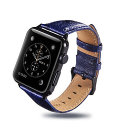 Avis Wewoo Bande de montre-bracelet en cuir véritable d'autruche pour Apple Series Series 3 & 2 & 1 42mm bleu