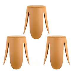 LEITMOTIV Lot de 3 tabourets Keystone - Ocre Leitmotiv - Lot de 3 tabourets Keystone - Ocre - Design